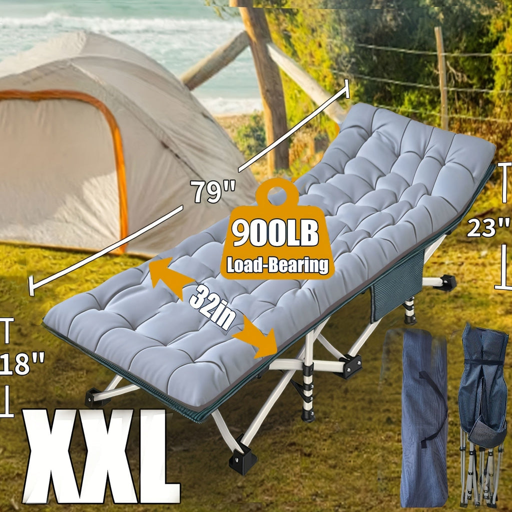 Camping Cot with Mattress XXL 32 Inch Wide 1200D Oxford Heavy-Duty Folding – Extra Wide Portable Outdoor Sleeping Cot with Carry Bag for Adults, Camping Hiking Travel & Guest Use