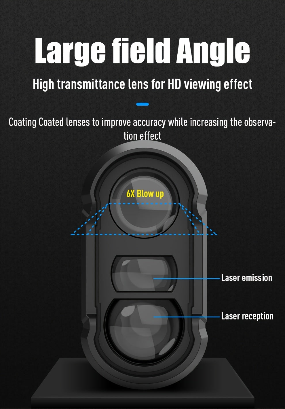 1200 Yard Laser Golf Rangefinder 6X Magnification Slope Switch Pulse Vibration Target Lock Trajectory Compensation Type-C Rechargeable for Golf and Hunting