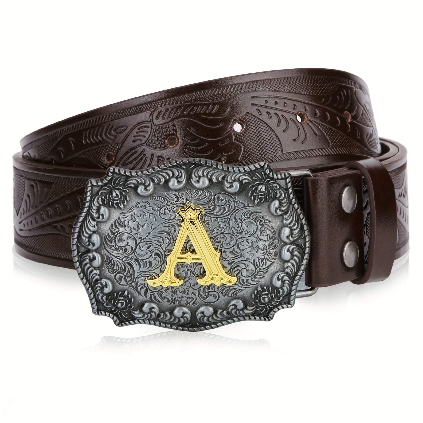 Western Cowboy Belt Men Women Embossed Floral Faux Leather Longhorn Bull Big Buckle – 23 Styles Sizes 34-44 Waist 32"-42" Country Rodeo Halloween Christmas Father's Day Gift