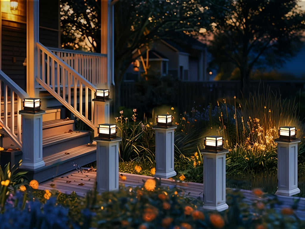 Solar Post Cap Lights 6 Pack Outdoor LED – Waterproof Dusk-to-Dawn Auto On/Off Solar Fence Post Lights for Deck, Porch, Patio, Garden, Stair & Yard Decoration