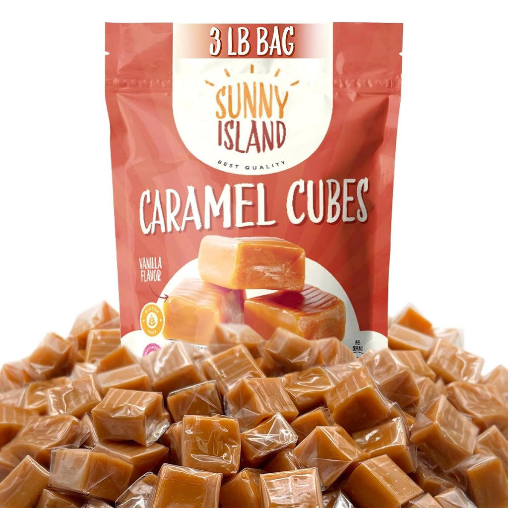 Vanilla Caramel Cubes Candy 3 Pound Bulk Pack 225 Count - Individually Wrapped Soft Buttery Chewy Caramel Squares for Snacking Baking Gifting Candy Bowls Events