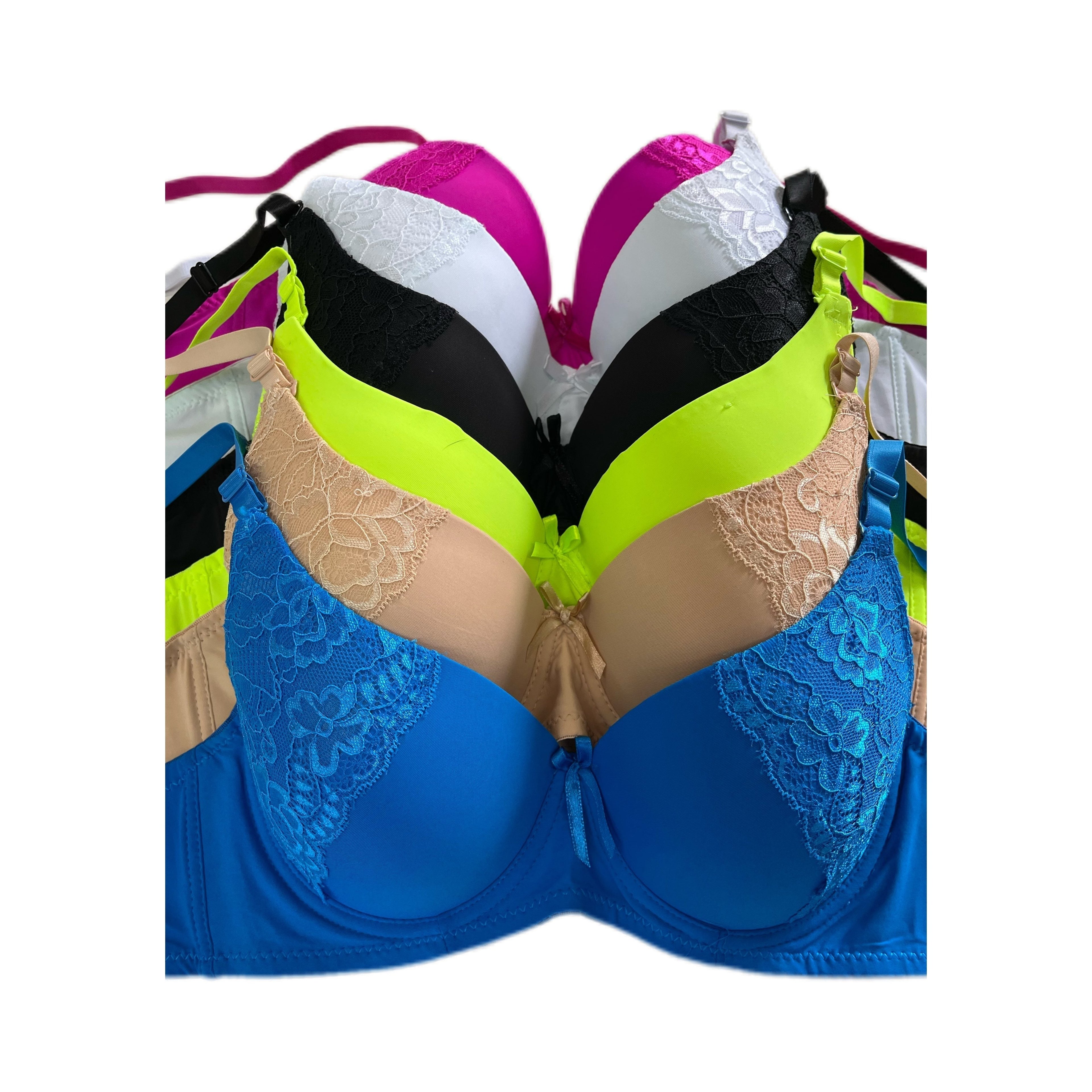 Women's T-Shirt Bras 6-Pack Multicolor Wireless Seamless Everyday Comfort Bra B C D DD Cup Sizes 30A to 42DD