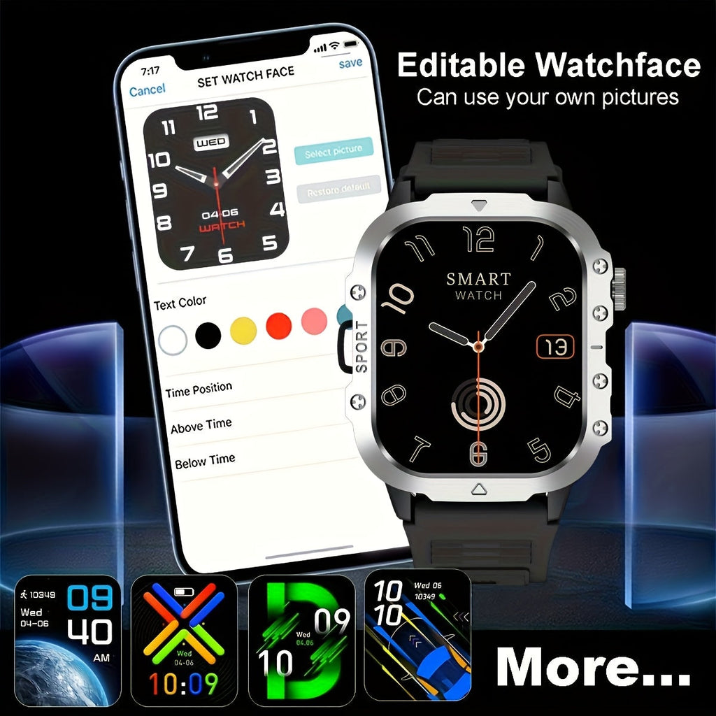 Smart Watch 2.01 Inch Large Screen LED Flashlight Fitness Tracker for Men Women Compatible Android iPhone Outdoor Sports Activity Tracker Heart Rate Monitor Step Counter Sleep Tracker