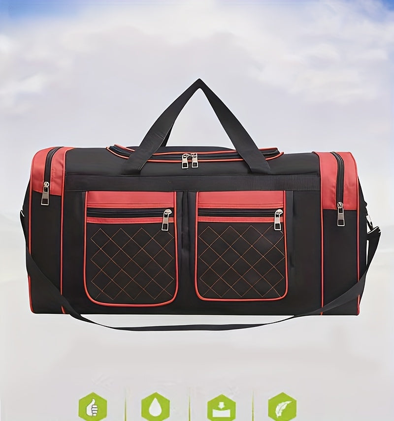 Heavy-Duty Large Capacity Travel Duffel Bag for Men & Women – Multi-Pocket Gym Bag with Adjustable Shoulder Strap & Zipper for Fitness, Weekend Trips, Business Travel & Outdoor Use, Red