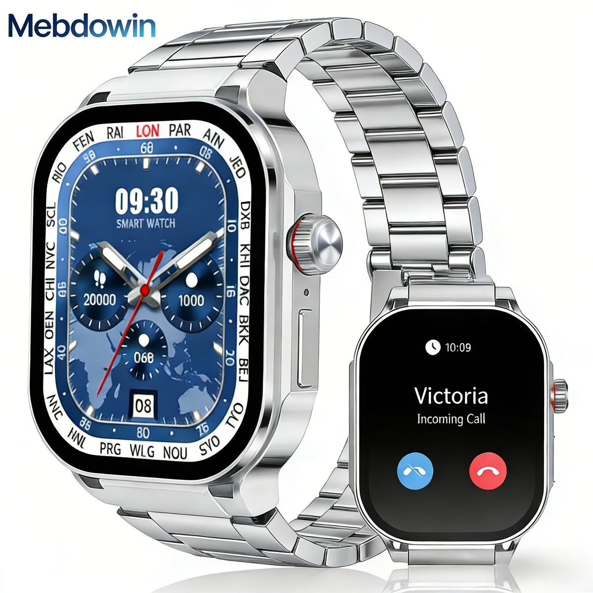Smartwatch with AI Voice Command 2.1" HD Full Screen Bluetooth 5.3 – 400mAh Battery, Wireless Calls, SMS Alerts, 123+ Sports Modes, Music Playback, Heart Rate & Fitness Tracker for Men Women