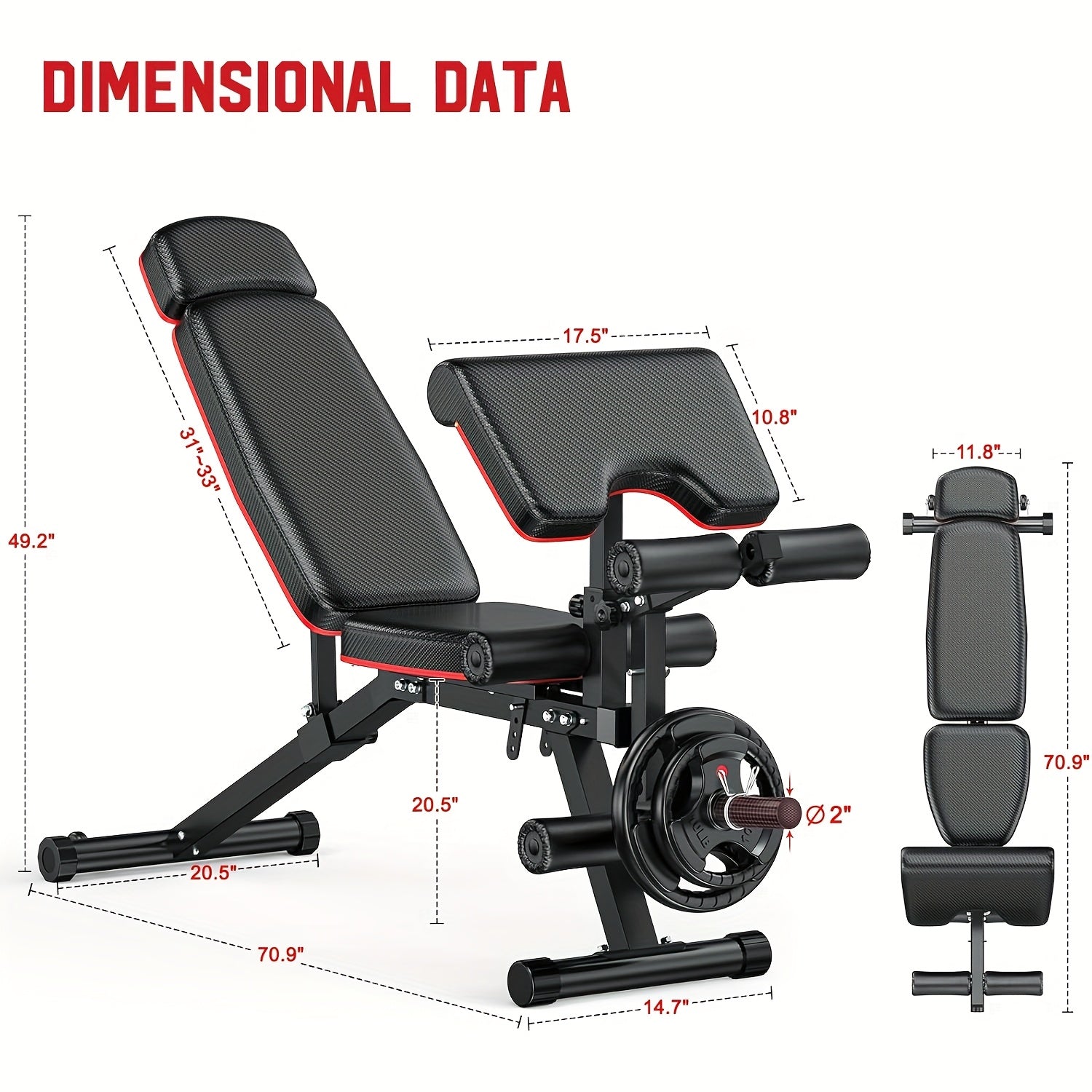 Foldable 6-in-1 Adjustable Weight Bench 770 LBS Home Gym – Flat Incline Decline Strength Training with Resistance Bands Preacher Curl Pad & Leg Developer for Full Body Workouts