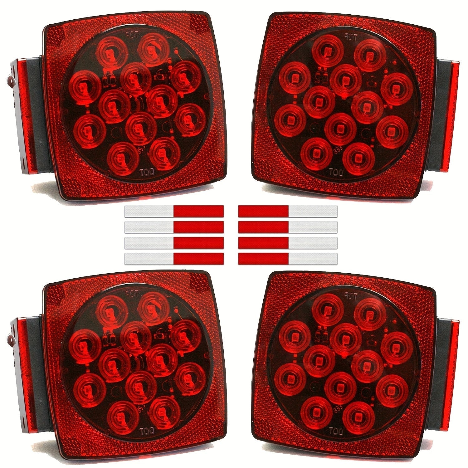 12V LED Trailer Lights Kit Stop Tail Turn Signal License Plate Light for Trailers Under 80 Inch Square LED Tail Lights for Boat Trailer Truck RV Camper Marine with Wiring Kit Options