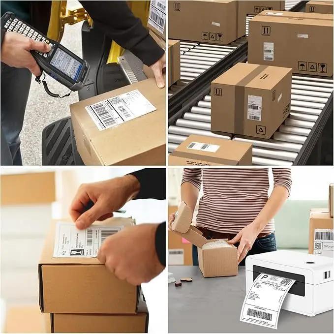 4x6 Direct Thermal Fanfold Shipping Labels 1000 or 4000 Pack Waterproof Perforated Self-Adhesive 500 Per Stack Compatible with Zebra Rollo MUNBYN