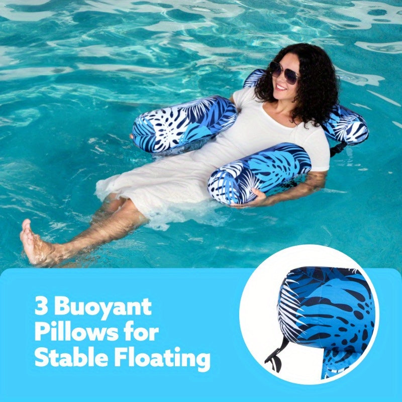 Inflatable Pool Float Chair for Adults – Leaf Design Floating Lounger with Mesh Sling Seat, 1 & 2 Pack, Portable Summer Float for Pool Beach Lake Party, 30x16x24 Inch