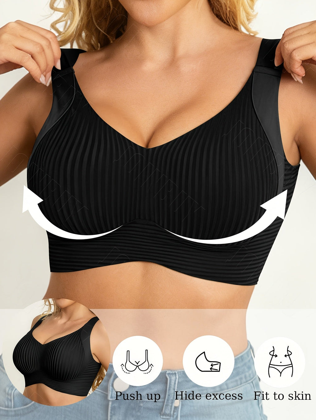 6 Pack Women's Seamless V-Neck Sports Bras Wireless – Non-Removable Pads Full Coverage Backless Bralette High Elasticity for Running Yoga Gym Daily Wear Mixed Colors Size S