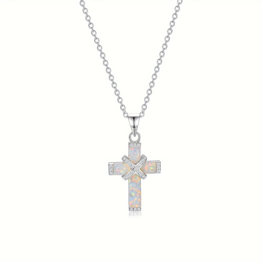 925 Sterling Silver Cross Pendant Necklace for Women – Hypoallergenic Vintage Boho Faith Jewelry, Minimalist CZ Choker Necklace, Elegant Gift for Her Birthday Anniversary Christmas
