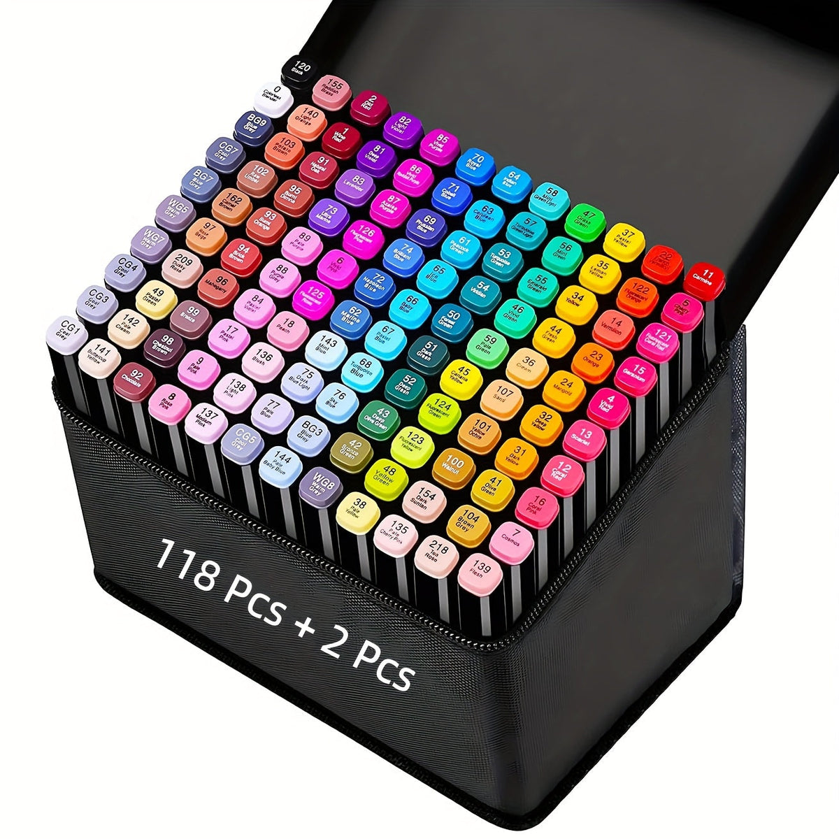 Dual Tip Alcohol Markers Set with Carrying Case 32 to 172 Colors – Professional Blendable Alcohol Ink Markers for Drawing Sketching Card Making Illustration Adult Coloring – Brush and Fine Tip Artist Markers