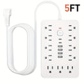 17-in-1 Power Strip Surge Protector 11 AC Outlets 4 USB-A 2 USB-C Ports Flat Plug Space-Saving Extension Cord Home Office Desk Kitchen Bedroom 5ft 10ft White Black