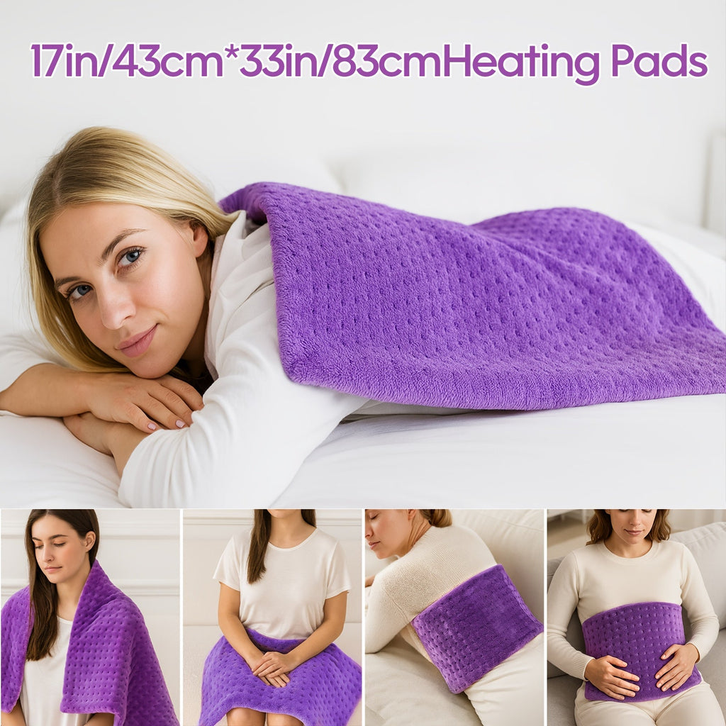 Heating Pad for Back Neck Shoulders & Cramps Ultra Soft Flannel – 6 Heat Settings Dry & Moist Heat Auto Shut-Off Machine Washable Electric Pad, 3 Sizes 12x15 12x24 17x33, Pain Relief Gift for Mom