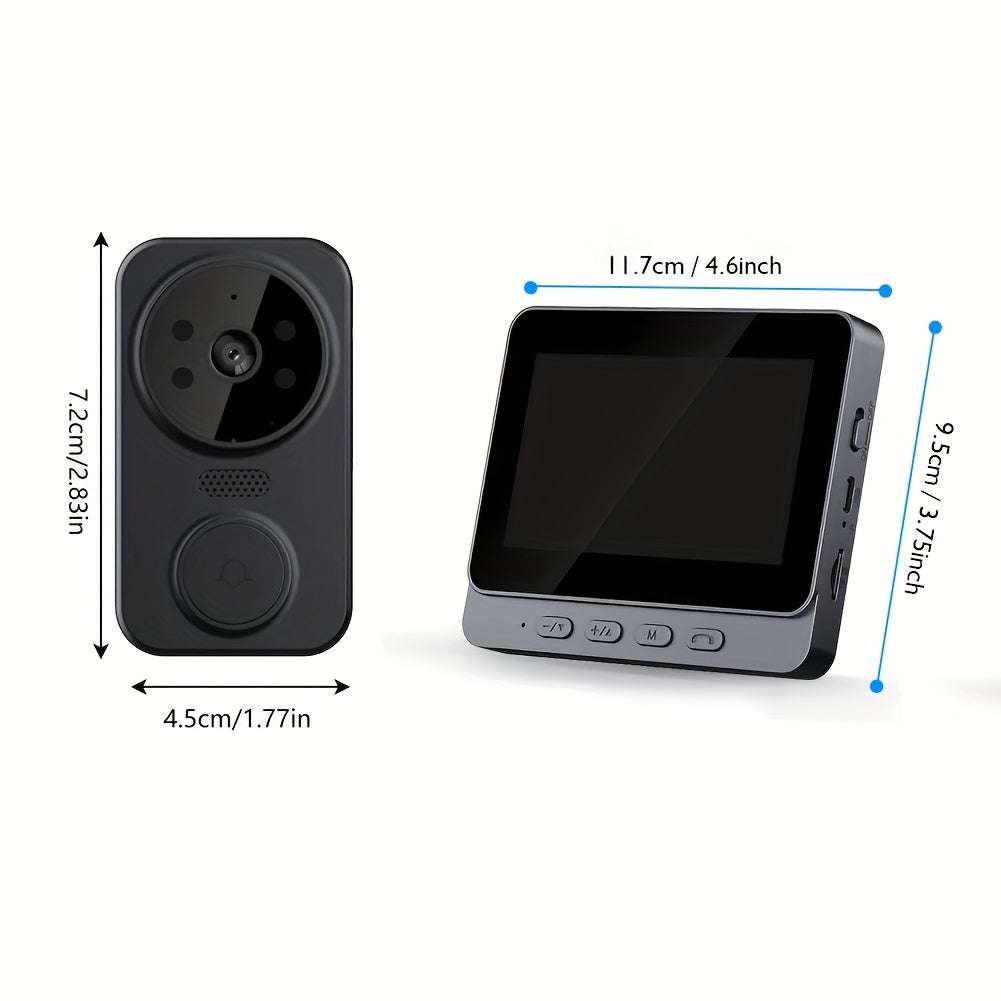 Wireless Video Doorbell Camera No Wi-Fi Needed with 4.3" Indoor Monitor – 1080P FHD 120° Wide Angle Night Vision Two-Way Audio 1200mAh Battery SD Card Storage Easy Install Home Security