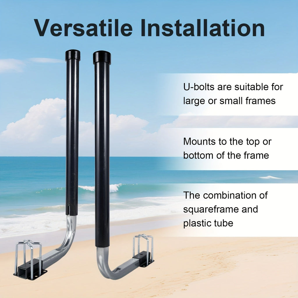 L-Shaped Adjustable Boat Trailer Guide Poles 31–60" – Galvanized Stainless Steel with Black PVC Sleeves, Corrosion-Resistant Trailer Guide Ons for Ski Boat Fishing Boat Sailboat, Black or White