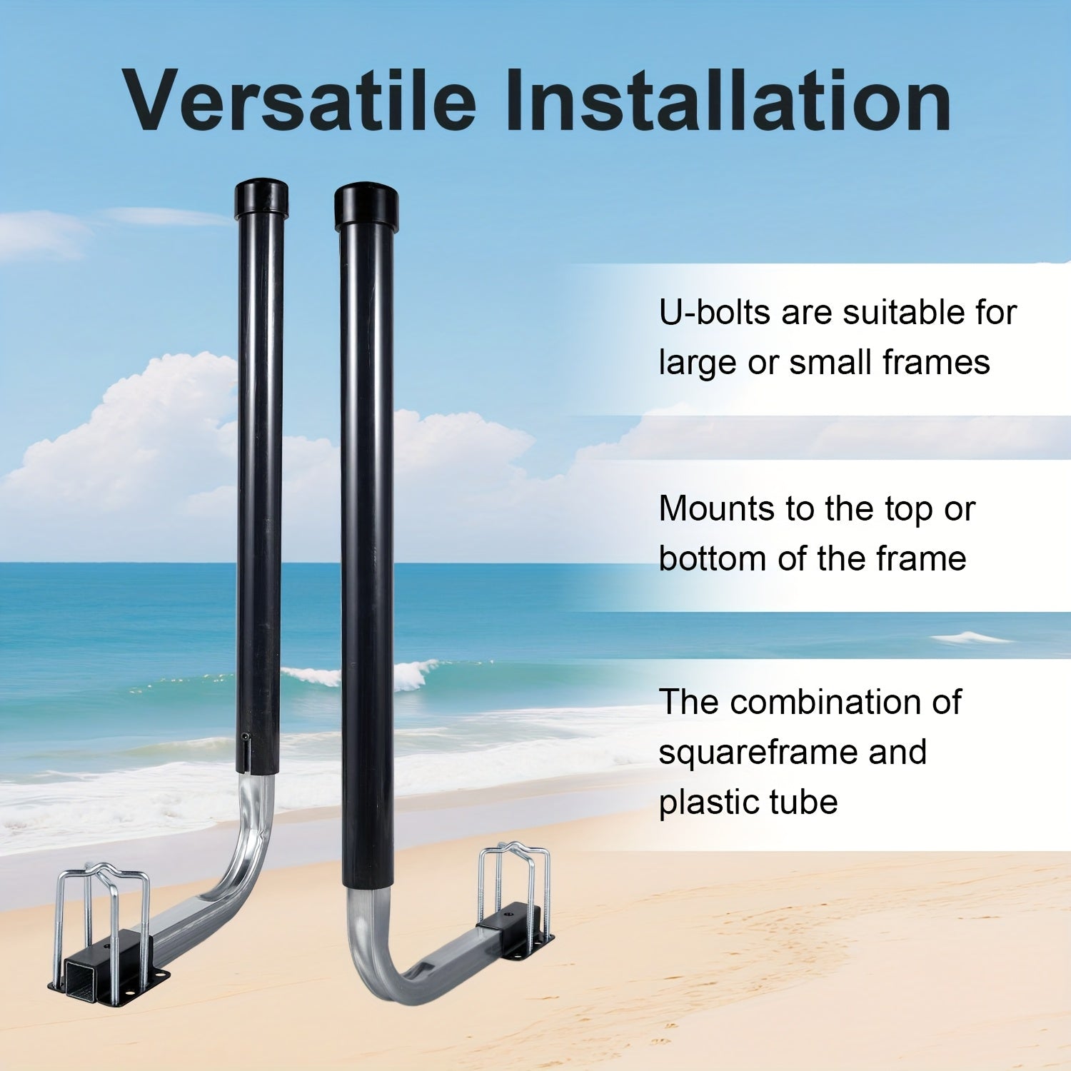 L-Shaped Adjustable Boat Trailer Guide Poles 31–60" – Galvanized Stainless Steel with Black PVC Sleeves, Corrosion-Resistant Trailer Guide Ons for Ski Boat Fishing Boat Sailboat, Black or White