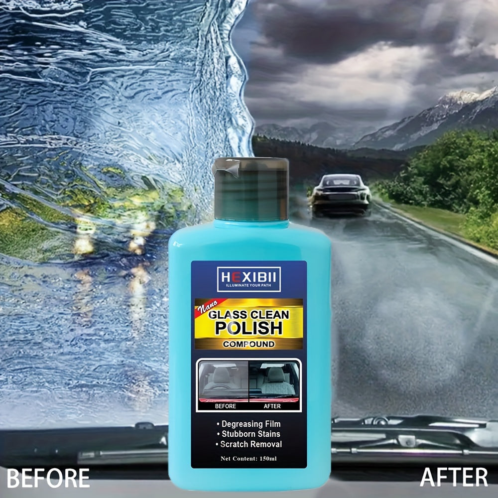 Car Glass Oil Film Cleaner & Windshield Restorer Paste – Removes Oil Film Coatings Water Spots from Auto Windshield & Home Glass, Surfactant-Free Cream Formula for Crystal Clear Visibility