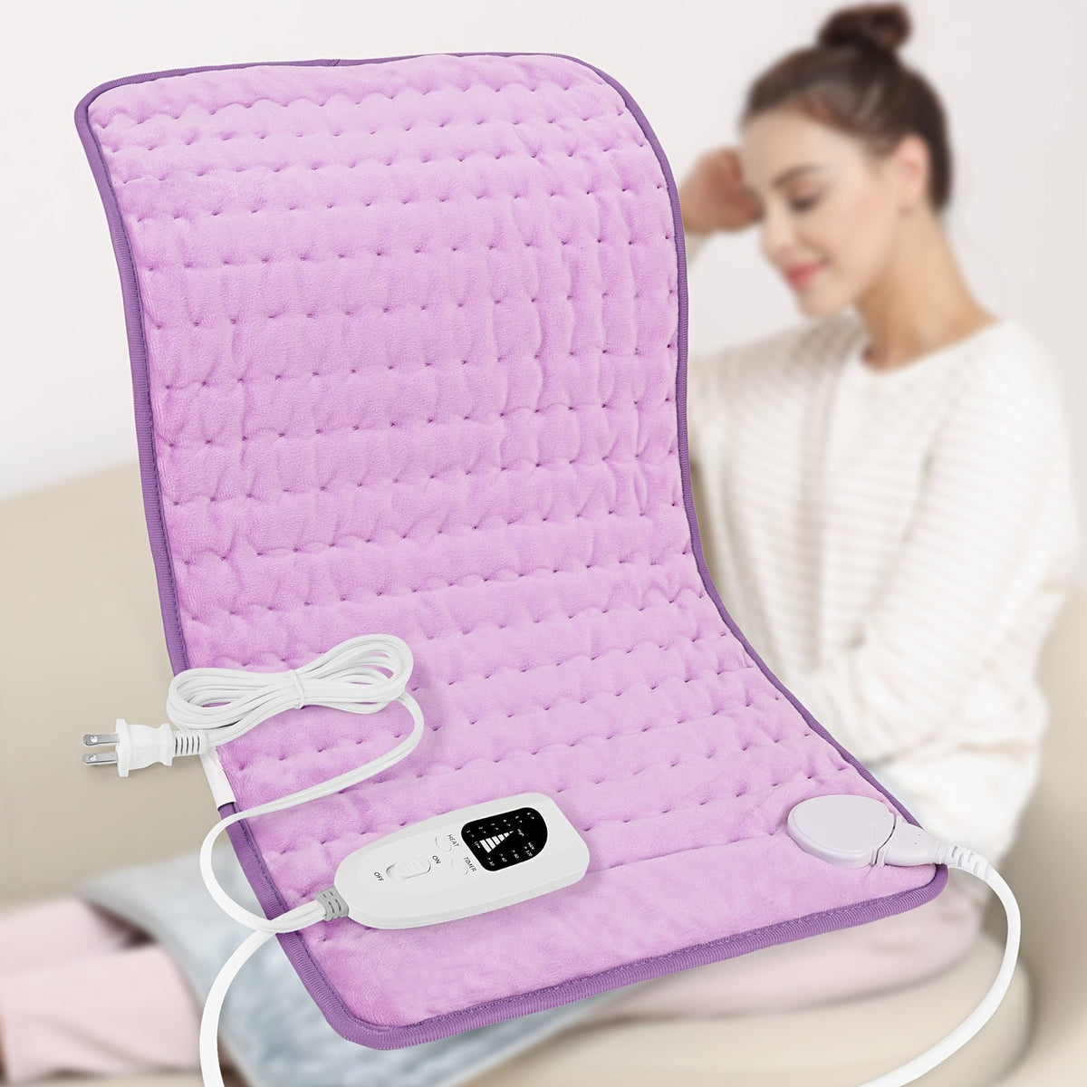 Extra Large Heating Pad 24"x12" for Back Neck Shoulders & Full Body – 6 Heat Settings 104–140°F, Wet & Dry Heat, Auto Shut-Off Timer, Machine Washable Ultra-Soft Flannel Electric Pad for Pain Relief