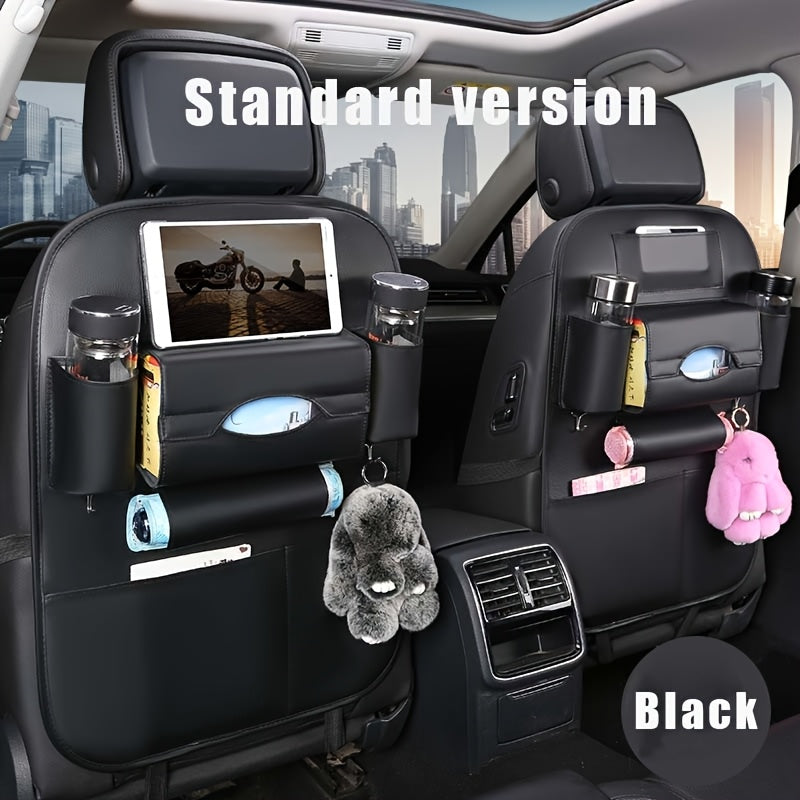 Car Rear Seat Organizer 2PCS – Premium Integrated Storage Box with Foldable Table, Footrest, Cup Holder, Tissue Box, Umbrella Holder & Laptop Base, Ultimate Car Travel Companion for Backseat Passengers