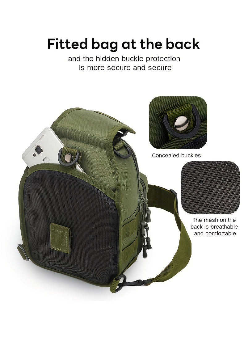 Tactical Sling Backpack Lightweight Crossbody Daypack – Military Camo Shoulder Bag for Cycling Hiking Travel Daily Use, Multiple Colors with Flag Patch Option, Men Women EDC Bag