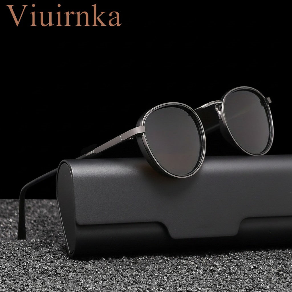 Polarized Round Metal Frame Sunglasses UV400 TAC Lens Unisex – Lightweight Retro Eyewear with Case for Driving Fishing Hiking, Birthday Father's Day Gift for Men Women