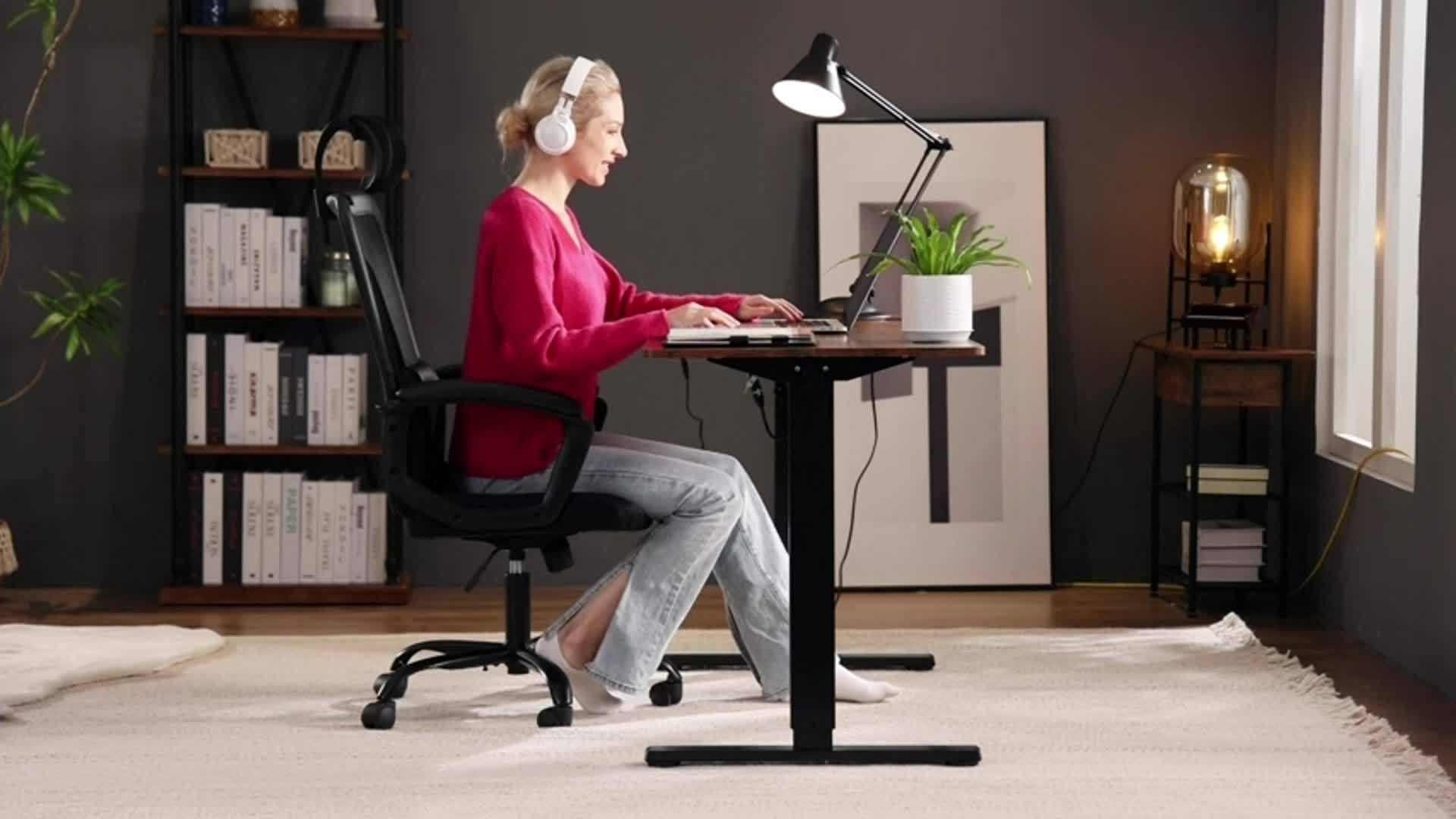 63 Inch Electric Standing Desk Height Adjustable Sit-Stand PC Workstation Wood Desktop Home Office Gaming Room Bedroom 3 Colors 3 Sizes