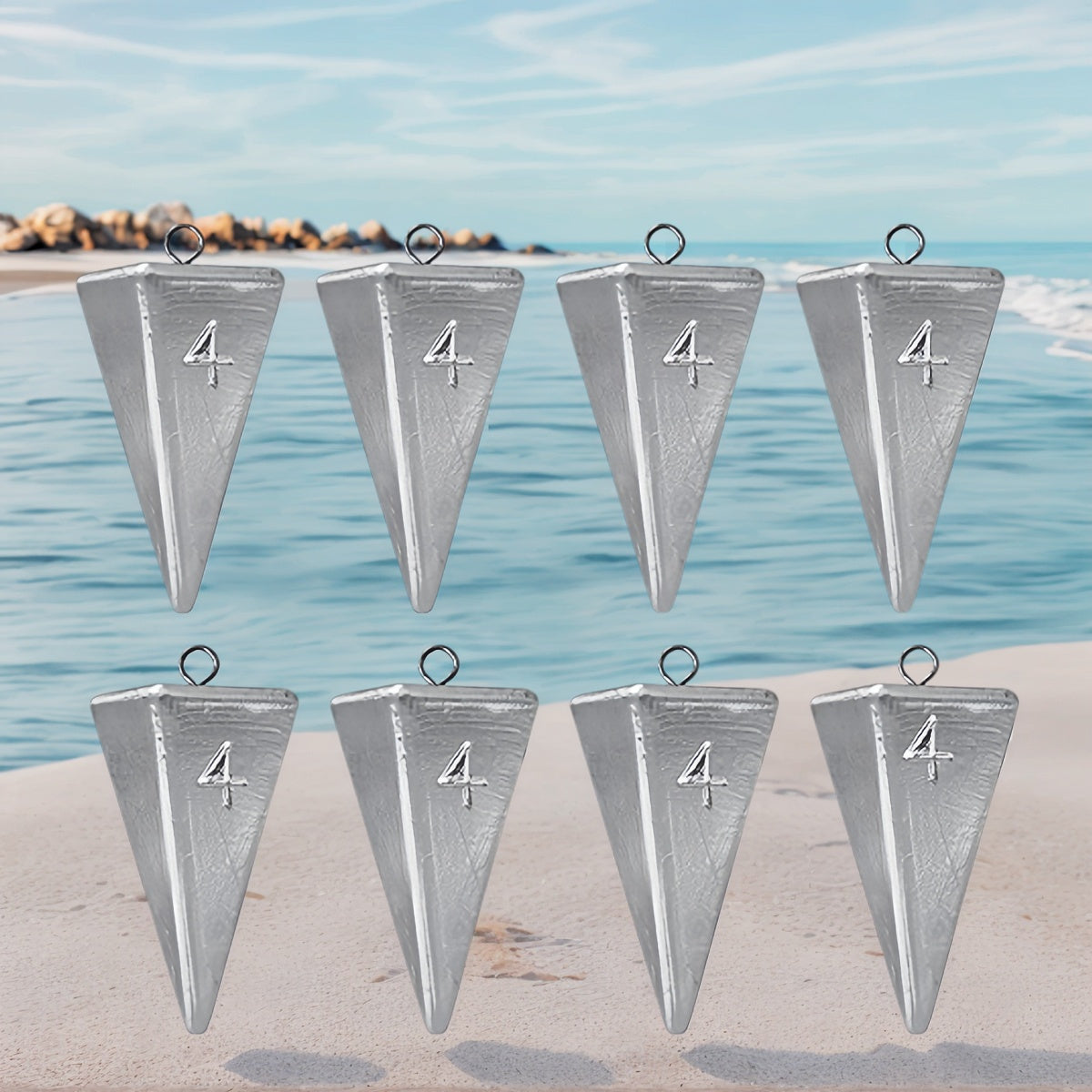 Pyramid Fishing Sinkers 1oz to 10oz Multi-Pack – Strong Hold Saltwater Freshwater Surf Fishing Weights for Pompano Bass Drum Croaker, Bottom Fishing Tackle 1oz 2oz 3oz 4oz 5oz 6oz 8oz 10oz