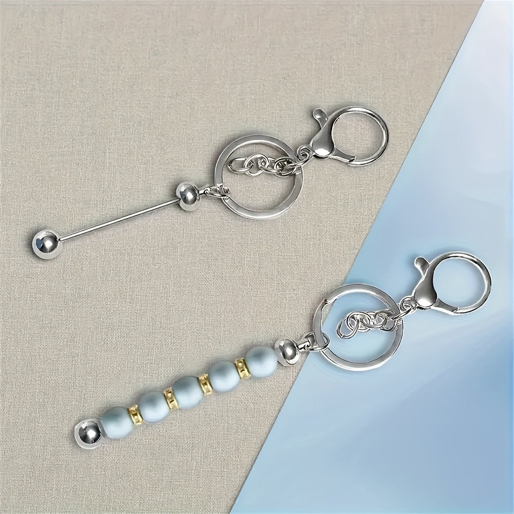Beadable Keychain Blanks Stainless Steel DIY Kit 12 & 24pcs – Metal Keyring Pendants Gold Silver Rose Gold for Crafting, Christmas Halloween Party Favors & Handmade Gift Making