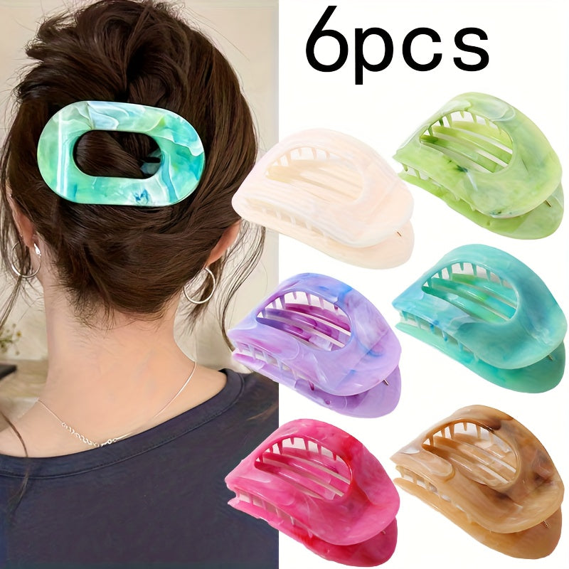 Oversized Shark Claw Hair Clips Set 5/6 Pcs – Non-Slip Extra-Large Flat Claw Clips Thick Hair Beach Party Everyday Wear Vibrant Colors Women Girls