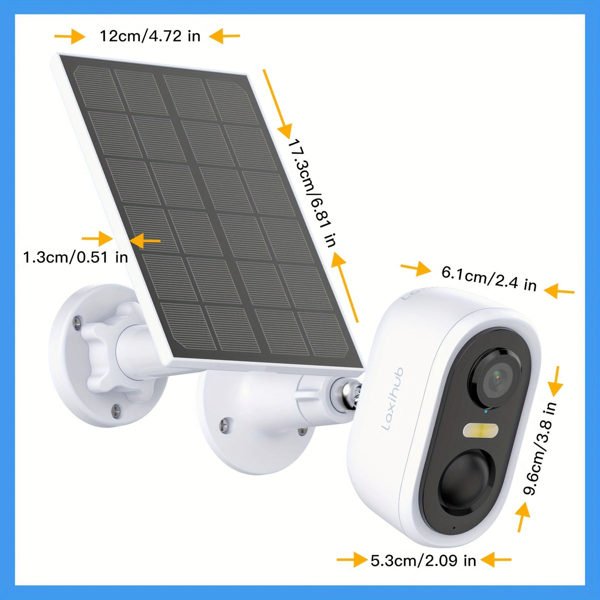 Solar Powered Outdoor Security Camera 3MP 1296P FHD – Wire-Free AI Motion Detection Spotlight IP65 Weatherproof Color Night Vision Two-Way Audio WiFi CCTV with Cloud & SD Storage