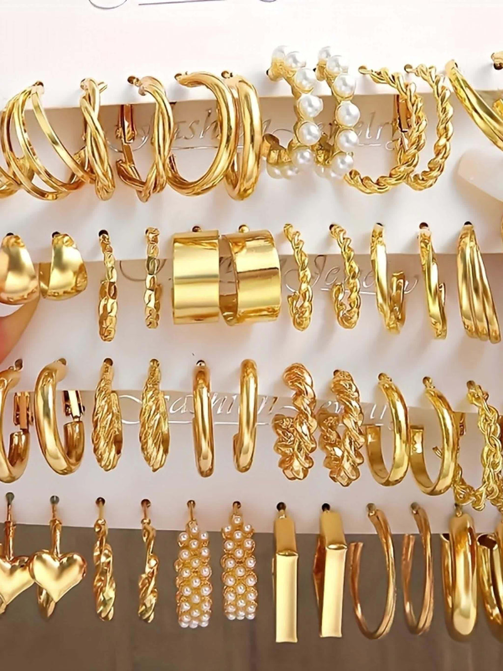 48 Pairs Gold Earrings Set for Women – Geometric Twisted, Love Heart & Pearl Stud Earrings Variety Pack, Elegant Fashion Jewelry for Daily Wear, Vacation, Parties & Gifts