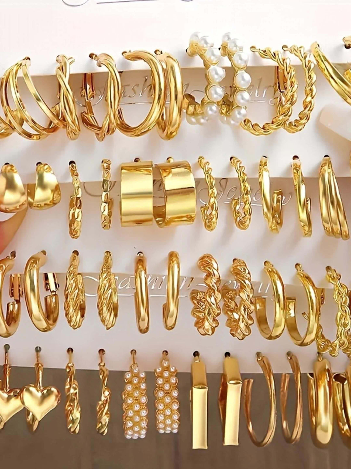 48 Pairs Gold Earrings Set for Women – Geometric Twisted, Love Heart & Pearl Stud Earrings Variety Pack, Elegant Fashion Jewelry for Daily Wear, Vacation, Parties & Gifts