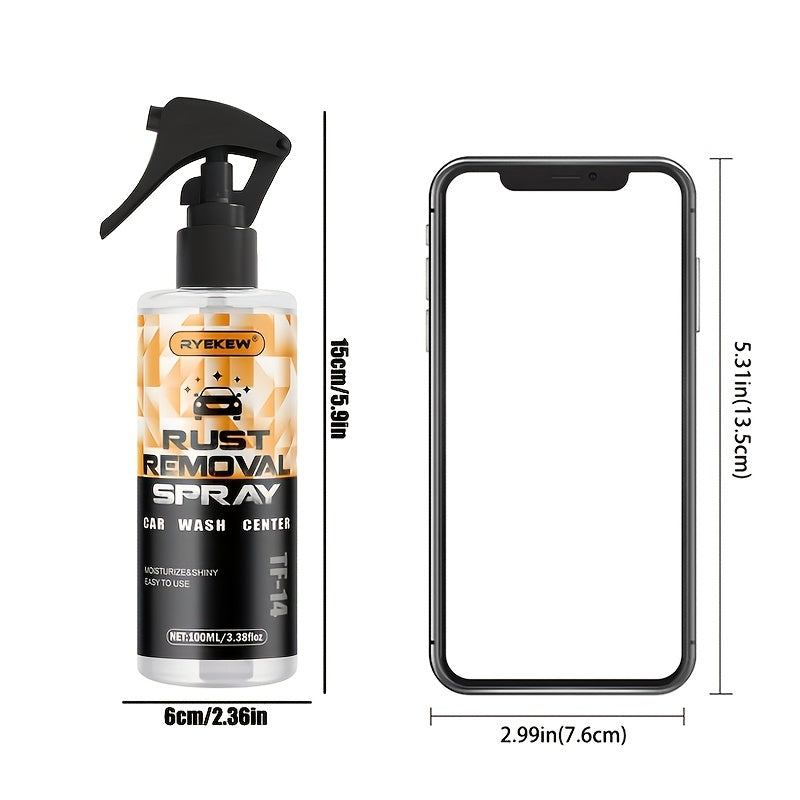 Fast-Acting Metal Rust Remover Spray 3.38oz – Dissolves Rust on Chrome, Iron, Alloy & Steel, No Residue, Safe for Plastic & Rubber, Automotive & Household Use