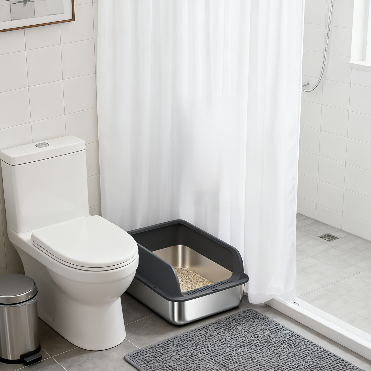 Stainless Steel Cat Litter Box Odor-Proof High-Sided Metal Litter Tray for Large Medium Small Cats – Non-Stick Anti-Scratch Leak-Proof Easy Clean Indoor Cat Toilet Multiple Sizes & Colors