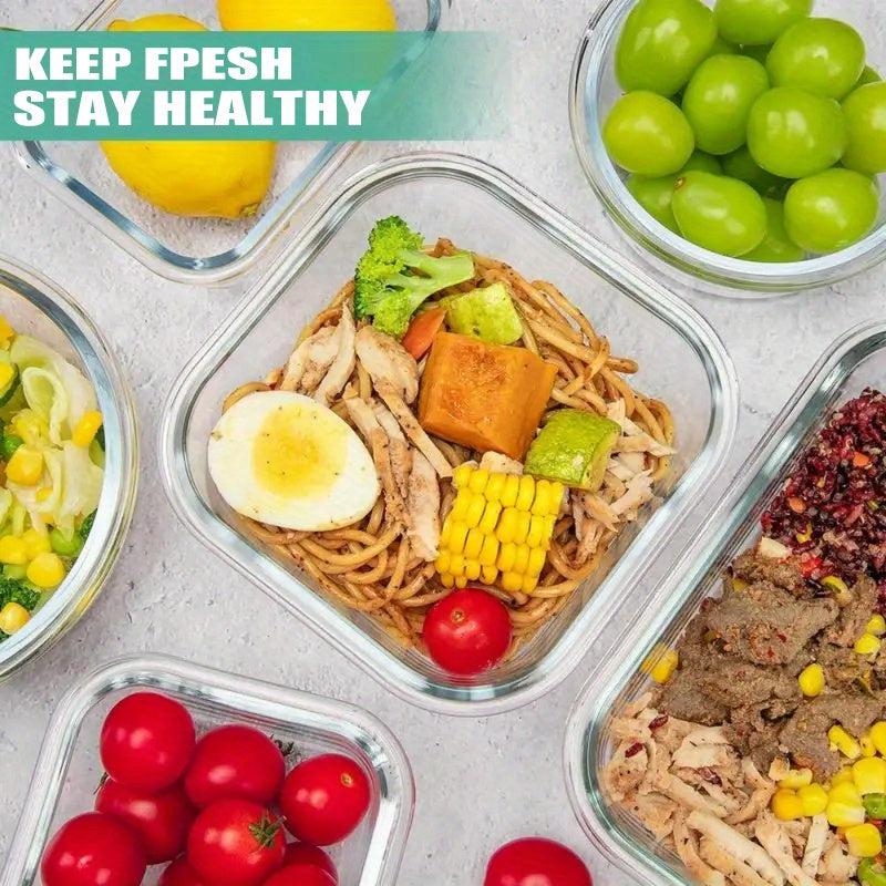 Borosilicate Glass Food Storage Containers 16-Piece Set 8 Sizes – Leak-Proof Lids, Oven Safe to 752°F, Microwave Dishwasher Freezer Safe, Stackable Meal Prep Containers for Leftovers & Lunch