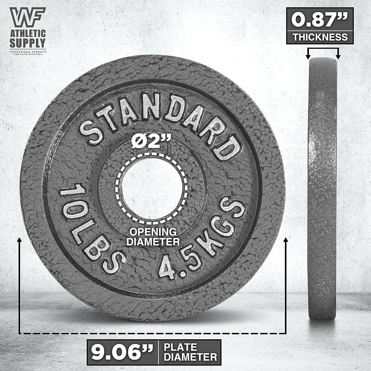 Cast Iron Weight Plates 2-Inch Solid Baked Enamel Finish for Strength Training Weightlifting Bodybuilding Powerlifting Home Gym Barbell 2.5 5 10 25 35 45 100LB