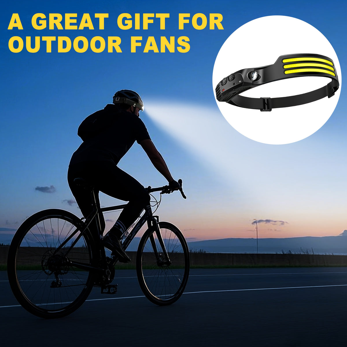 Motion Sensor LED Headlamp USB Rechargeable IP54 Waterproof – Super Bright 5-Mode Head Lamp for Camping Hiking Running Fishing Outdoor Activities
