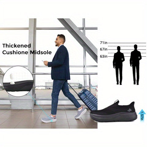 Men's Hands-Free Slip-In Sneakers – Wide Toe Box, Zero Drop Sole, Cushioned Mesh Walking Shoes for Casual & Everyday Wear – Rubber Sole, Pull-On Design (US 8–13.5)