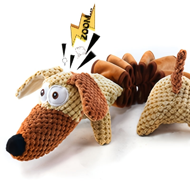Large Squeaky Crinkle Dog Toy Extendable 15.7 to 19.7 Inch Plush Pull Tug Bite Toy Crinkled Paper Filling Small Medium Large Dogs Interactive Fetch Chew Toy No Battery