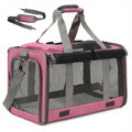 Airline Approved Soft-Sided Pet Carrier for Cats and Small Dogs - Breathable Collapsible Oxford Cloth Travel Crate with Privacy Cover Zipper Closure, Combo Set with Leash and Collar Included