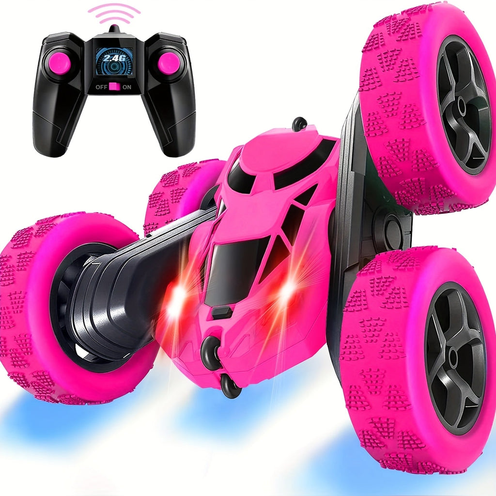 Double-Sided RC Stunt Car for Kids Ages 6+ – 2.4GHz 4WD 360° Flip Remote Control Car with LED Headlights, 1400mAh Rechargeable Battery, All-Terrain Stunt Vehicle, Birthday Christmas Gift