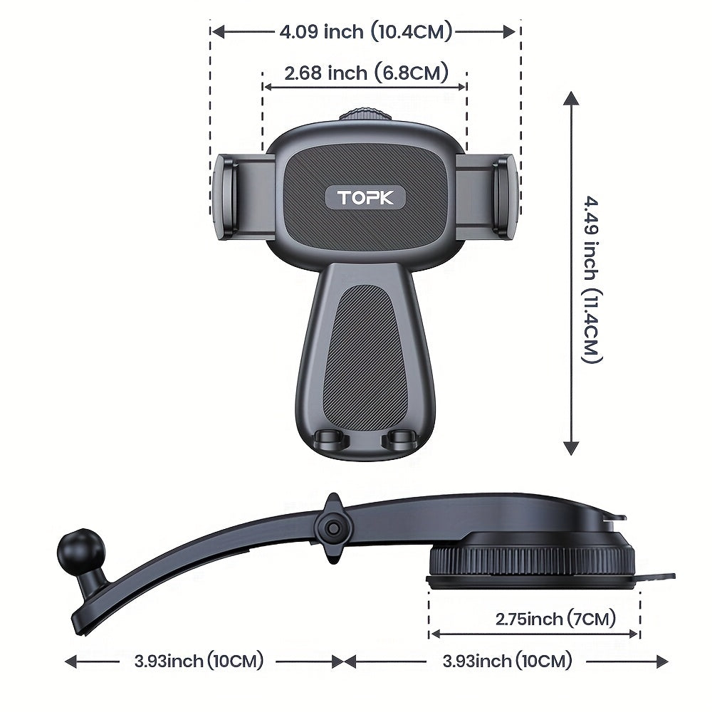 Car Phone Holder Mount 360° Rotation Strong-Grip Suction Dashboard & Windshield Cradle One-Hand Snap-In Universal Fit iPhone 17 16 15 14 13 Samsung Galaxy Android Handsfree Stand | Nova Mart