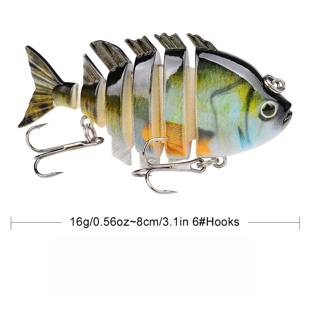 Multi-Joint Swimbait Fishing Lures 4-Pack – Realistic Hard Topwater Perch Bait 3.5" / 0.85oz with Treble Hooks, Lifelike Bluegill & Panfish Lures for Freshwater & Saltwater Bass Fishing