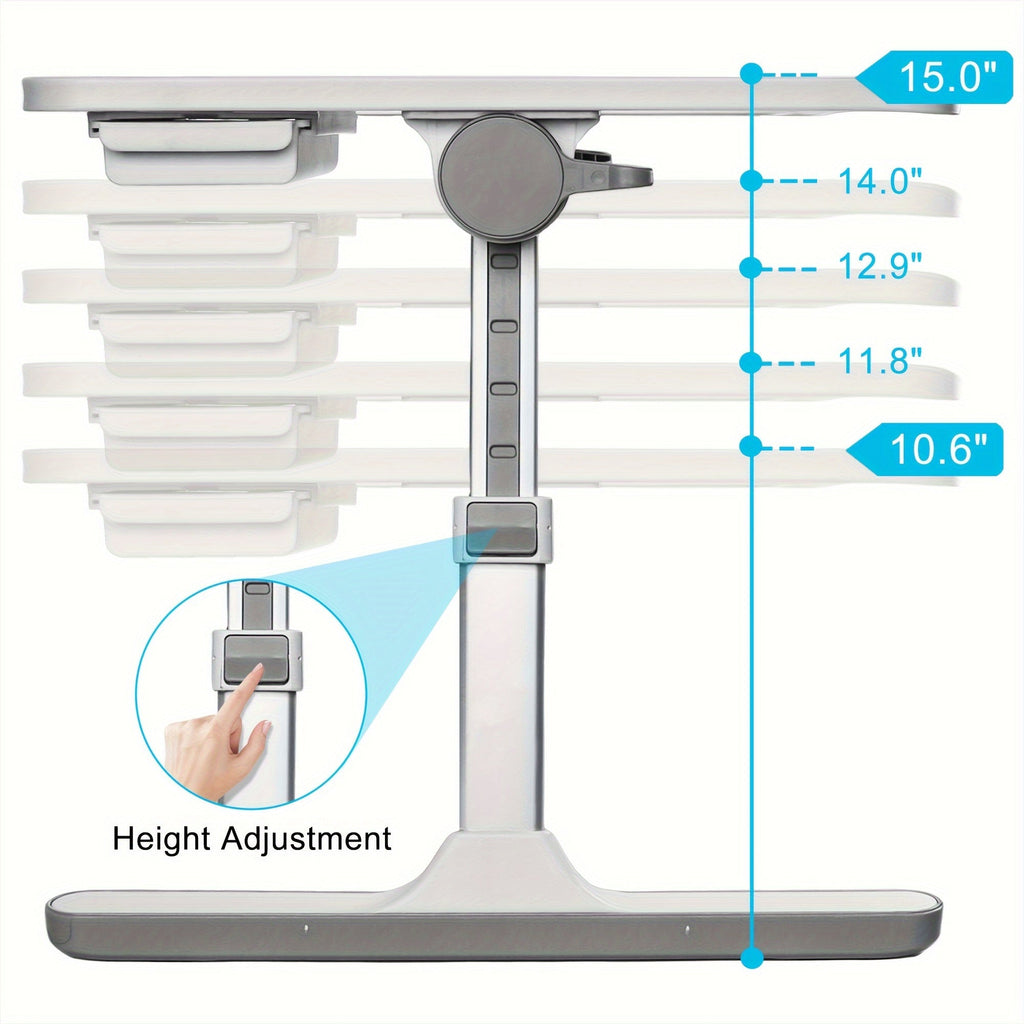 Lap Desk with USB Light Fan & Storage Drawer – Adjustable Portable Laptop Bed Tray Table for Bed Couch Sofa, Laptop Stand for Reading Writing Eating, 10 Colors & Sizes