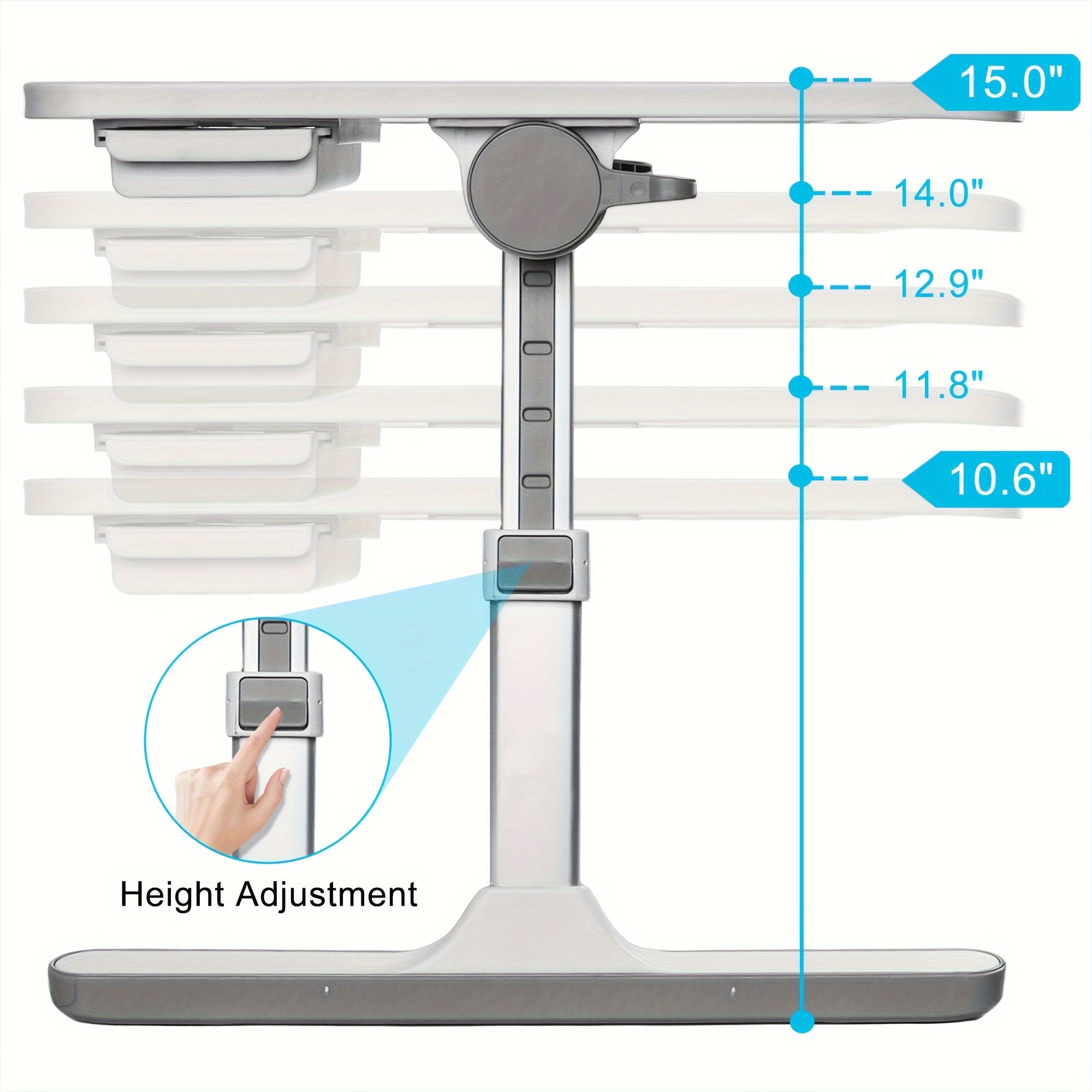 Lap Desk with USB Light Fan & Storage Drawer – Adjustable Portable Laptop Bed Tray Table for Bed Couch Sofa, Laptop Stand for Reading Writing Eating, 10 Colors & Sizes