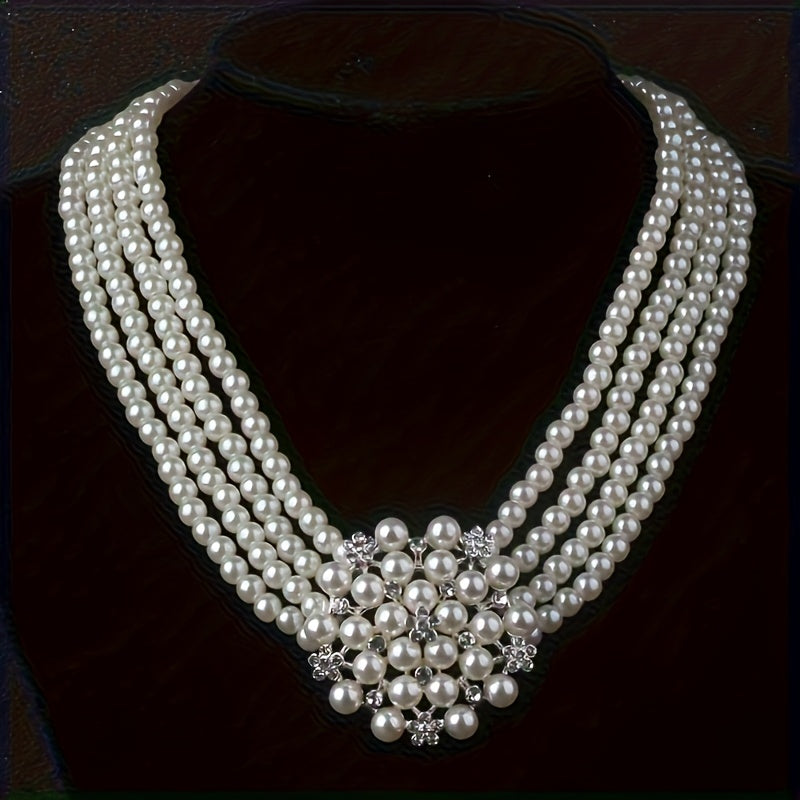 Luxury Bridal Necklace & Earring Set for Women – Silver Plated Beaded Zinc Alloy Wedding Jewelry Set Elegant Dress Accessories Evening Party Stage Performance Bridesmaid Gift