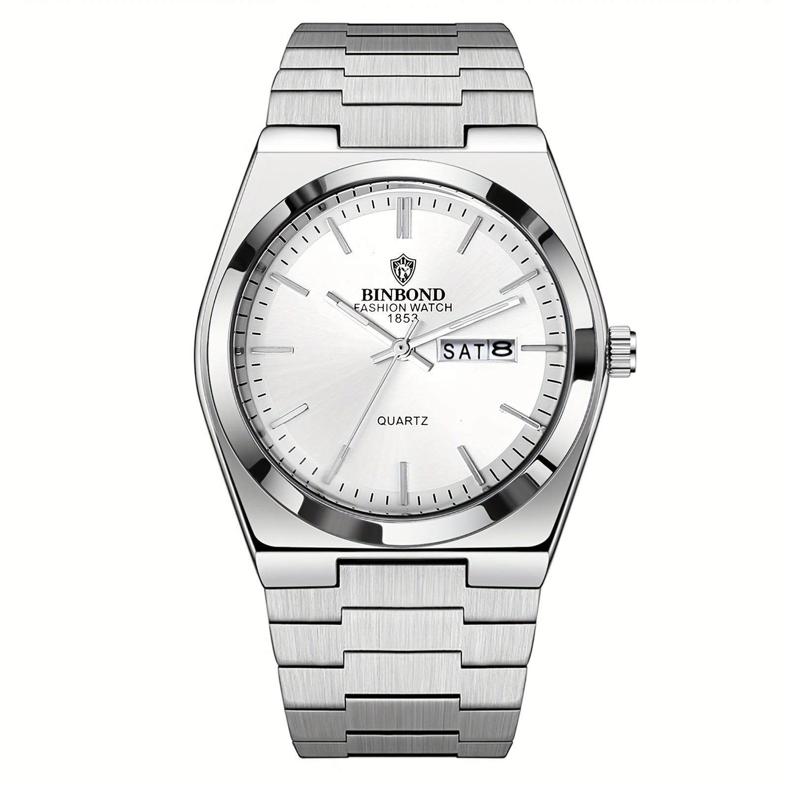 Men's Stainless Steel Quartz Watch – Luminous Dial, Date Calendar, Analog Business Wristwatch for Men, Classic Round Face, Solid Steel Band, Multiple Colors Available
