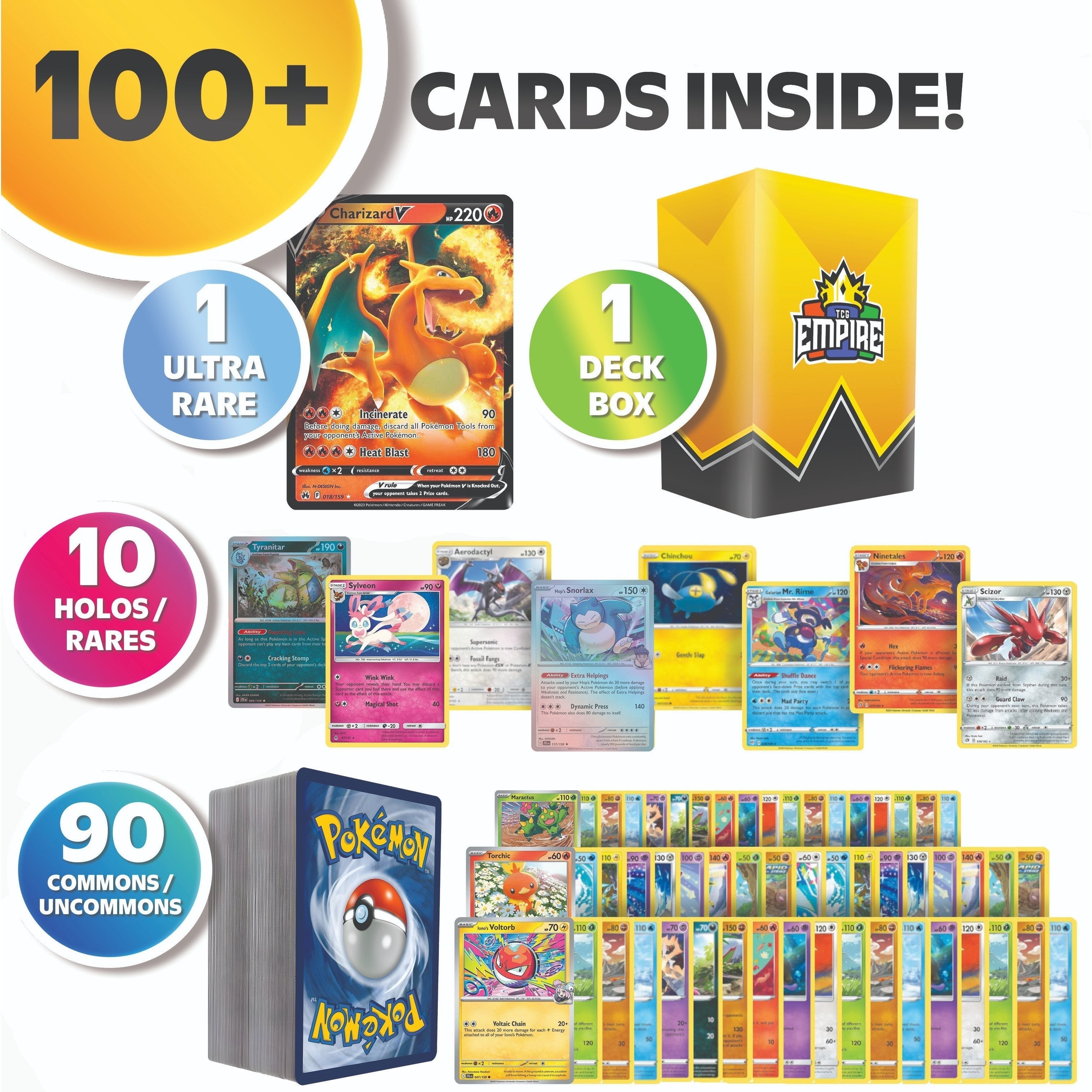 100 Pokemon Cards Bundle – 1x Ultra or Double Rare Guaranteed, 10 Holos & Rares, 100% Authentic TCG Cards from Sword & Shield, Evolving Skies, Prismatic Evolutions & More, Storage Box Included, Perfect Gift for Kids & Collectors
