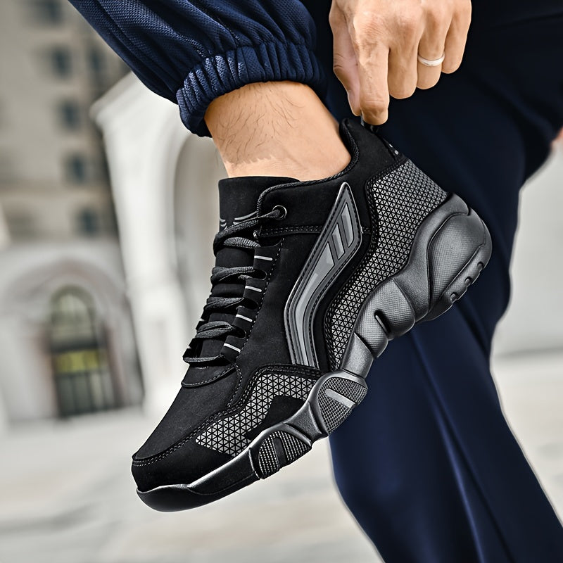 Men's Platform Dress Sneakers Thick Cushioned Sole Lace-Up Low-Top Shoes Black White Orange Non-Slip Rubber Outsole All-Season Office Casual Formal Footwear for Men US Sizes 6.5–14 | Nova Mart